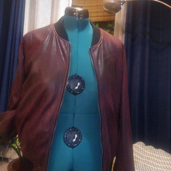 NWT BNCI Reversible Bomber Jacket Black & Burgundy Sz M - Picture 7 of 16